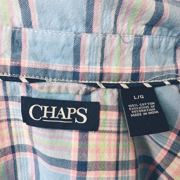 Chaps Blue & Pink Button Down Men’s Shirt Large - Picture 6 of 6